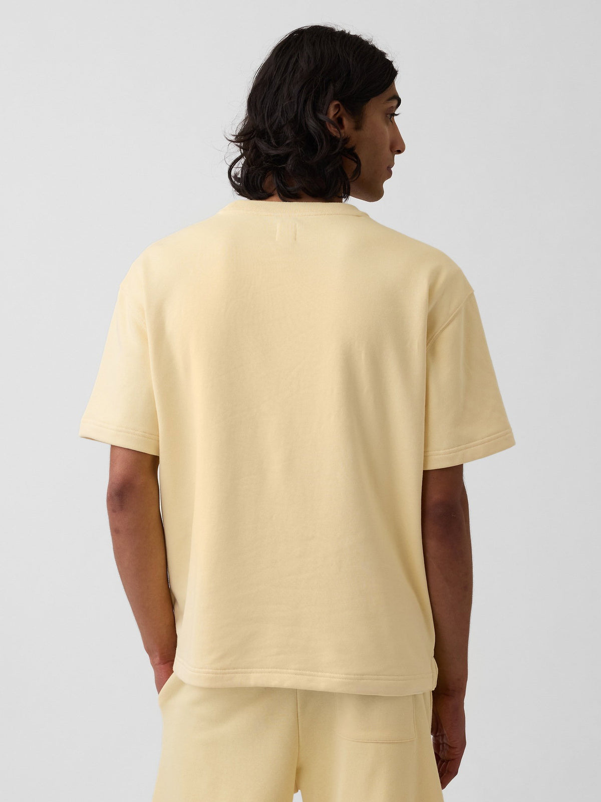 Sarı Relaxed Fransız Havlu Kumaş Grafik Baskılı T-shirt