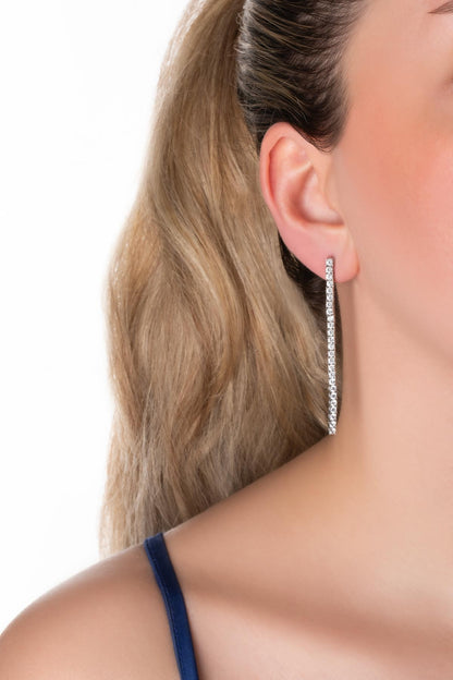 Davet Şıklığı 18 Ayar Beyaz Altın Kaplama Gümüş Su Yolu Küpe 5110660199