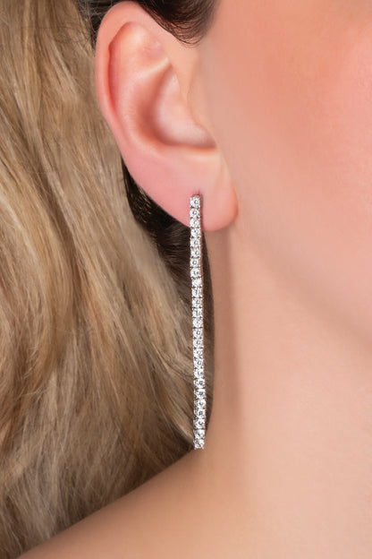 Davet Şıklığı 18 Ayar Beyaz Altın Kaplama Gümüş Su Yolu Küpe 5110660199