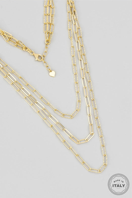 Italyan Tasarım 18 Ayar Sarı Altın Kaplama 45 Cm Gümüş Zincir Kolye 5116394445