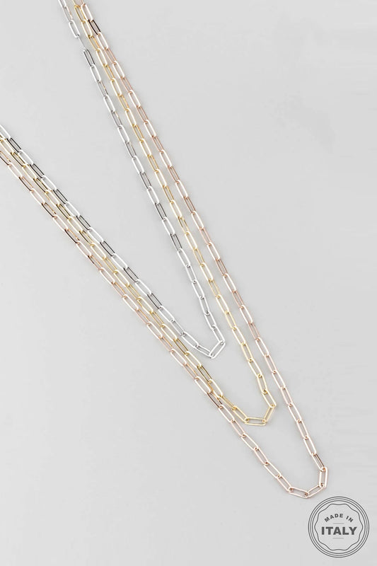 Italyan Tasarım Mix Altın Kaplama 80 Cm Gümüş Zincir Kolye 5116421360