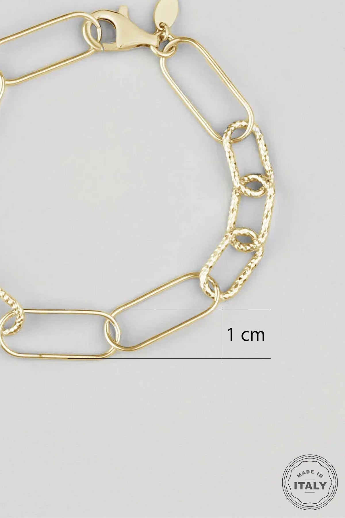 Italyan Tasarım 18 Ayar Sarı Altın Kaplama 19 Cm Gümüş Tasarım Bileklik 5116514419