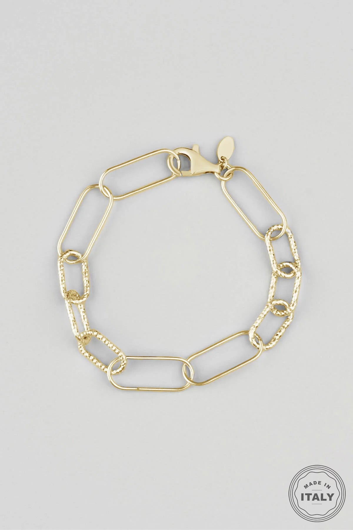 Italyan Tasarım 18 Ayar Sarı Altın Kaplama 19 Cm Gümüş Tasarım Bileklik 5116514419