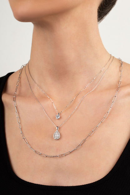 Italyan Tasarım 18 Ayar Beyaz Altın Kaplama 65 Cm Gümüş Zincir Kolye 5117509965