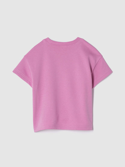 Pembe Gap Logo Fransız Havlu Kumaş T-shirt
