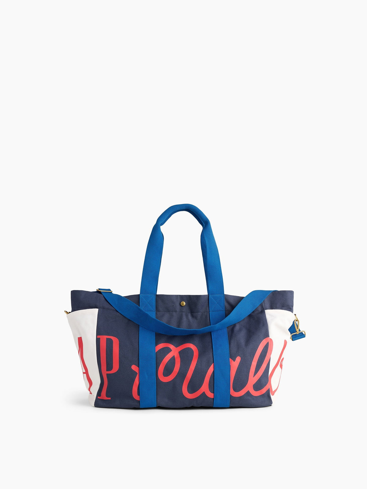 Lacivert Gap × Malbon Logo Kanvas Tote Çanta
