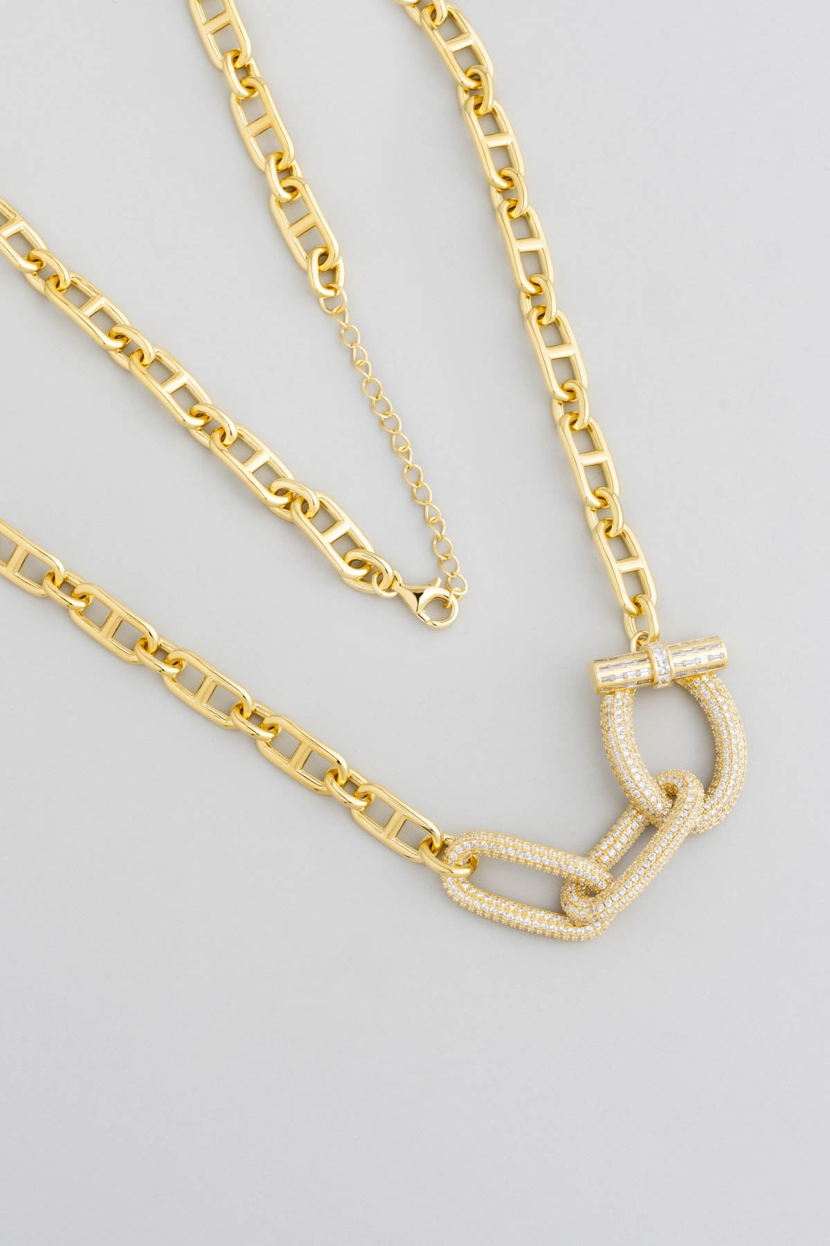 Özel Tasarım 18 Ayar Sarı Altın Kaplama Gümüş Zincir Gerdanlık 5121490144