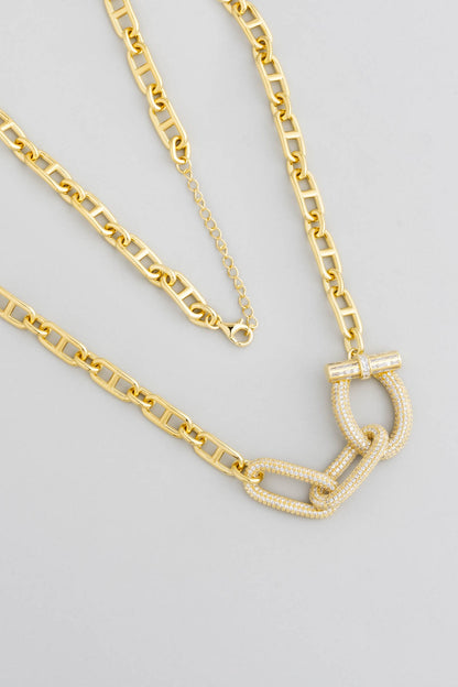 Özel Tasarım 18 Ayar Sarı Altın Kaplama Gümüş Zincir Gerdanlık 5121490144