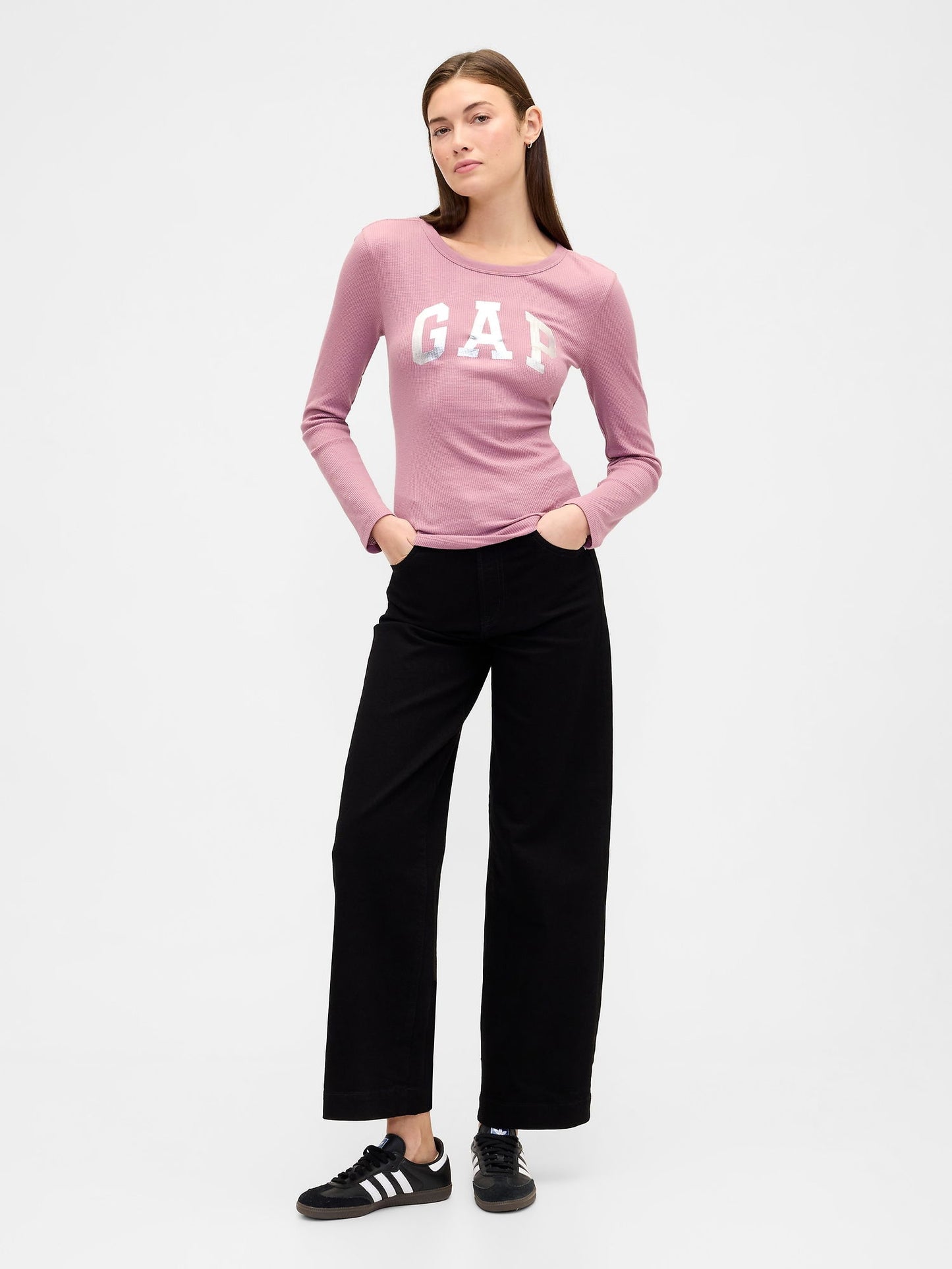Pembe Gap Logo Waffle-knit T-shirt