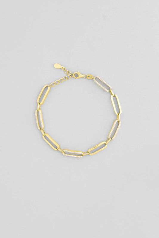 Ikonik Tasarım 18 Ayar Sarı Altın Kaplama 20 Cm Gümüş Zincir Bileklik 5124400144