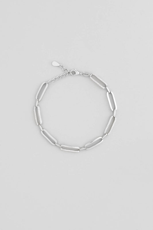 Ikonik Tasarım 18 Ayar Beyaz Altın Kaplama 20 Cm Gümüş Zincir Bileklik 5124400199