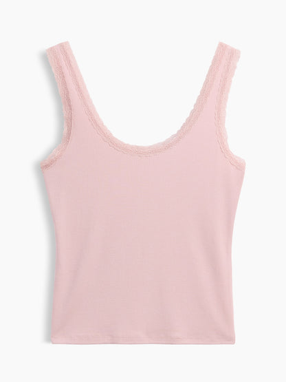 Pembe Mini Fitilli Dantel Detaylı Askılı Pijama Üstü