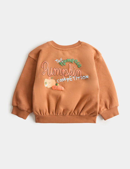 Halloween Temalı Balkabağı Desenli Sweatshirt