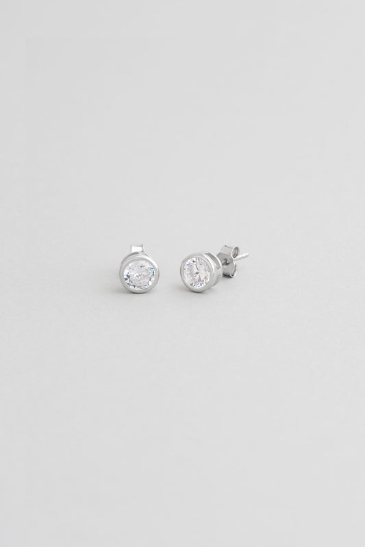 Beyaz Taşlı Erkek Gümüş Tek Taş Küpe 5134290199