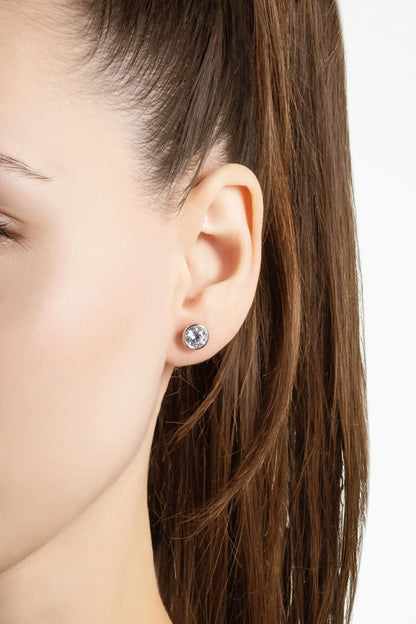 Beyaz Taşlı Gümüş Unisex Küpe 5134310199