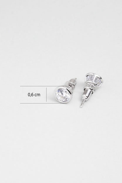 Beyaz Taşlı Gümüş Unisex Küpe 5134310199