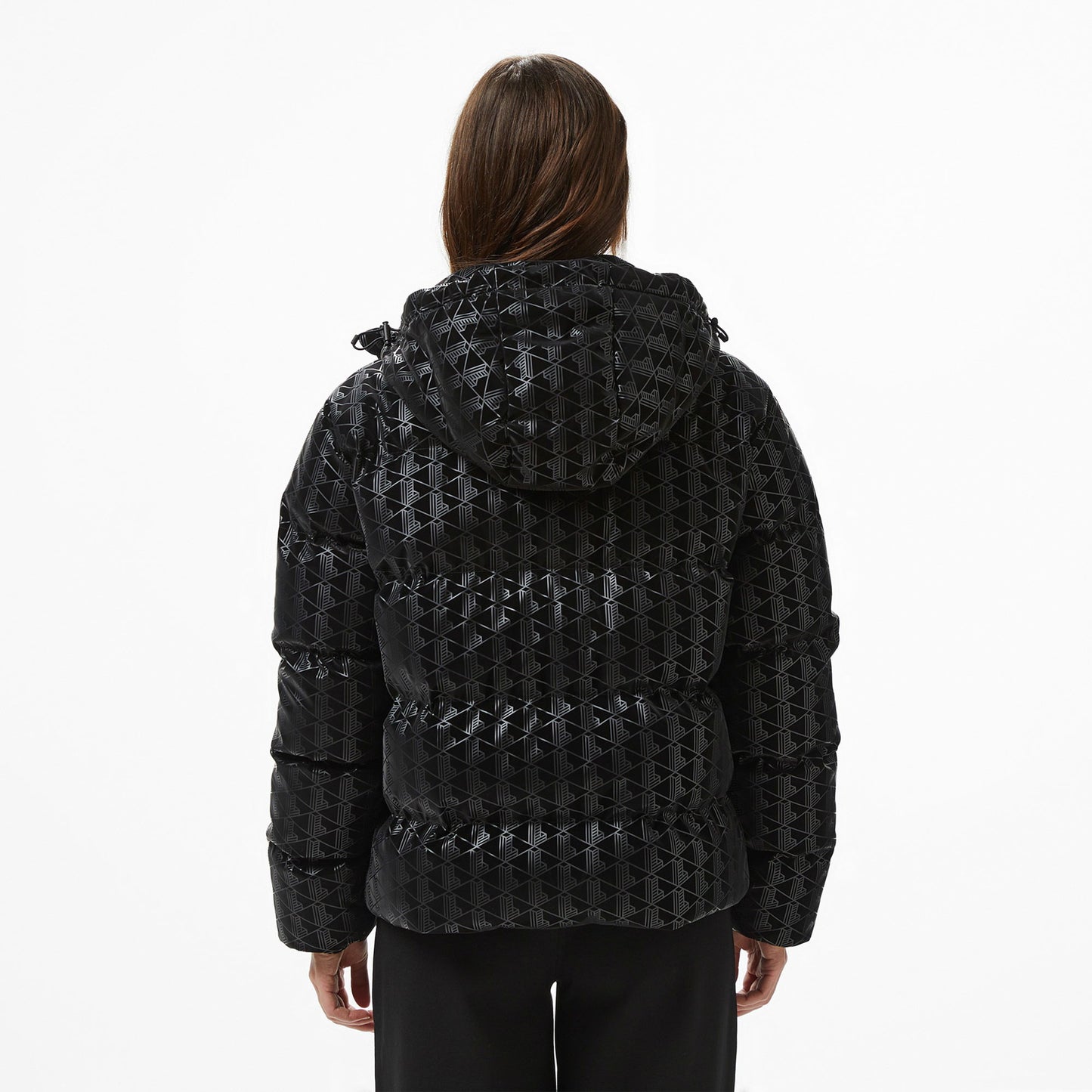 Lacoste Kadın Kapüşonlu Monogram Siyah Mont