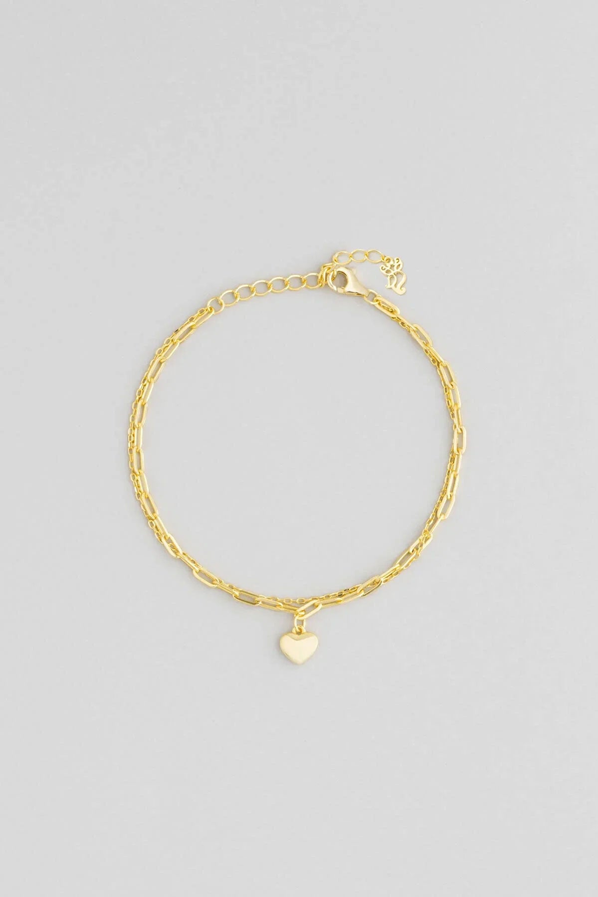 Saklı Kalp 18 Ayar Sarı Altın Kaplama 20 Cm Gümüş Minimal Bileklik 5139054499