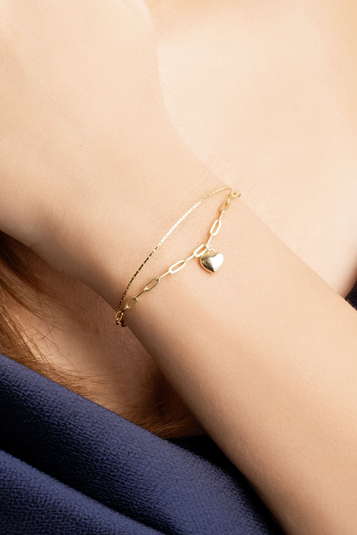 Saklı Kalp 18 Ayar Sarı Altın Kaplama 20 Cm Gümüş Minimal Bileklik 5139054499