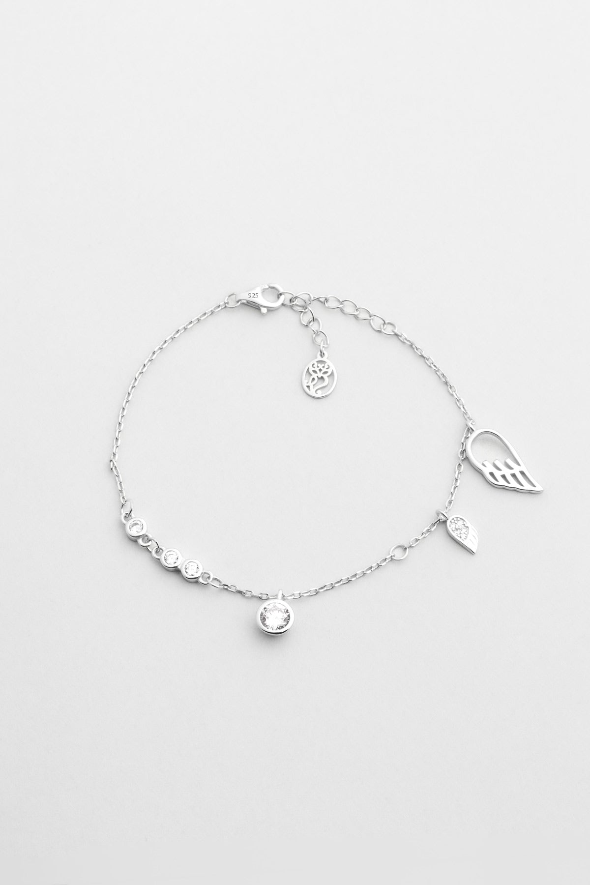 Melek Kanadı 18 Ayar Beyaz Altın Kaplama 20 Cm Gümüş Minimal Bileklik 5139530199