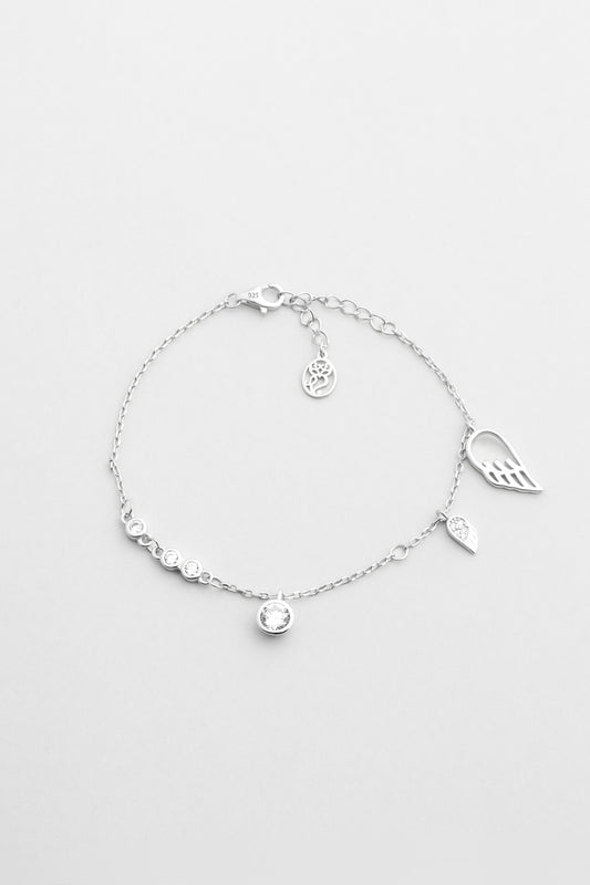 Melek Kanadı 18 Ayar Beyaz Altın Kaplama 20 Cm Gümüş Minimal Bileklik 5139530199