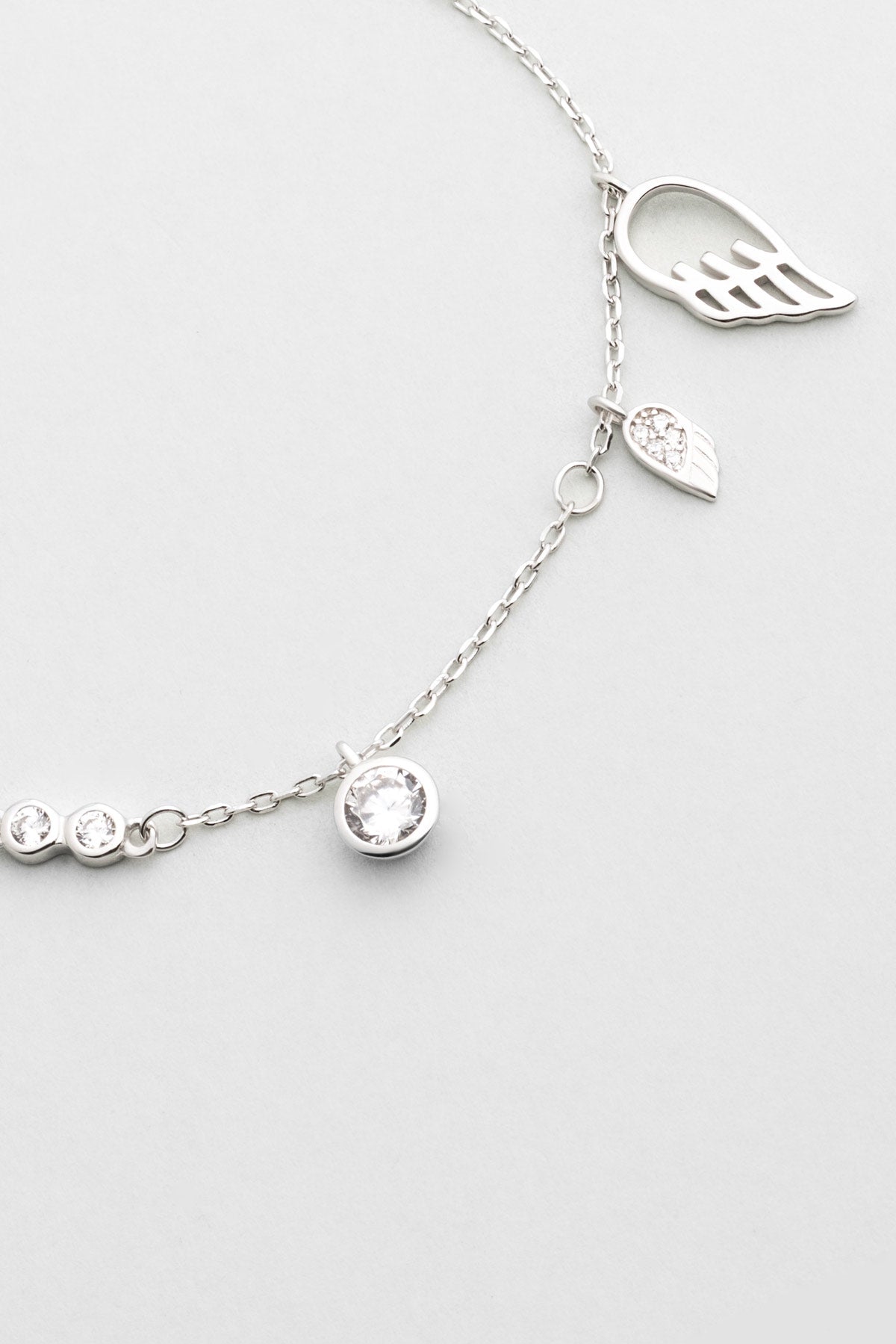 Melek Kanadı 18 Ayar Beyaz Altın Kaplama 20 Cm Gümüş Minimal Bileklik 5139530199