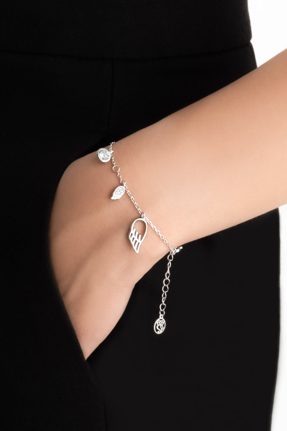 Melek Kanadı 18 Ayar Beyaz Altın Kaplama 20 Cm Gümüş Minimal Bileklik 5139530199