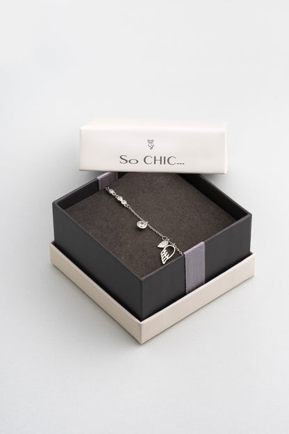 Melek Kanadı 18 Ayar Beyaz Altın Kaplama 20 Cm Gümüş Minimal Bileklik 5139530199