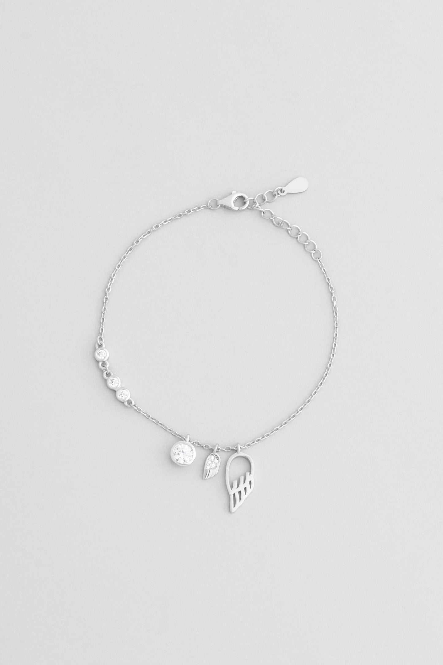 Melek Kanadı 18 Ayar Beyaz Altın Kaplama 20 Cm Gümüş Minimal Bileklik 5139530199