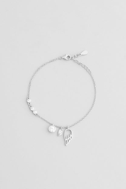 Melek Kanadı 18 Ayar Beyaz Altın Kaplama 20 Cm Gümüş Minimal Bileklik 5139530199