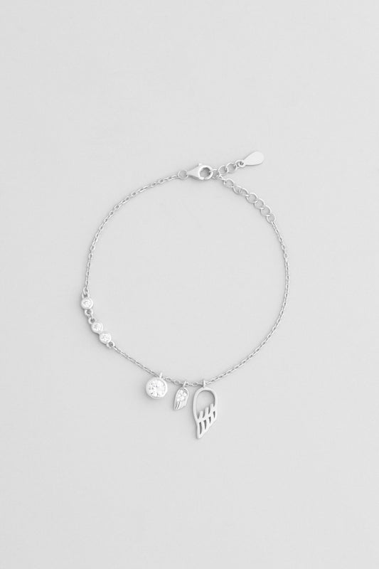 Melek Kanadı 18 Ayar Beyaz Altın Kaplama 20 Cm Gümüş Minimal Bileklik 5139530199