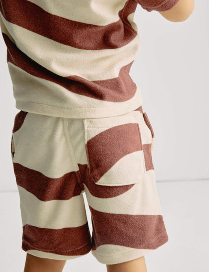 Saf Pamuk Karışımlı Dalga Desenli Gömlek Ve Şort Seti (2–8 Yaş)