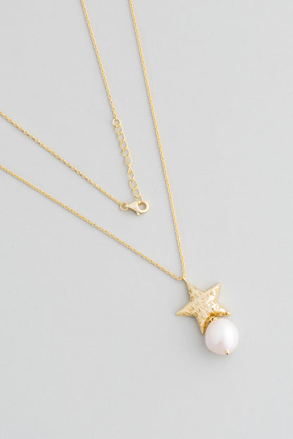 Inci Yıldızı 18 Ayar Sarı Altın Kaplama 45 Cm Gümüş Doğal Taşlı Kolye 5143346244