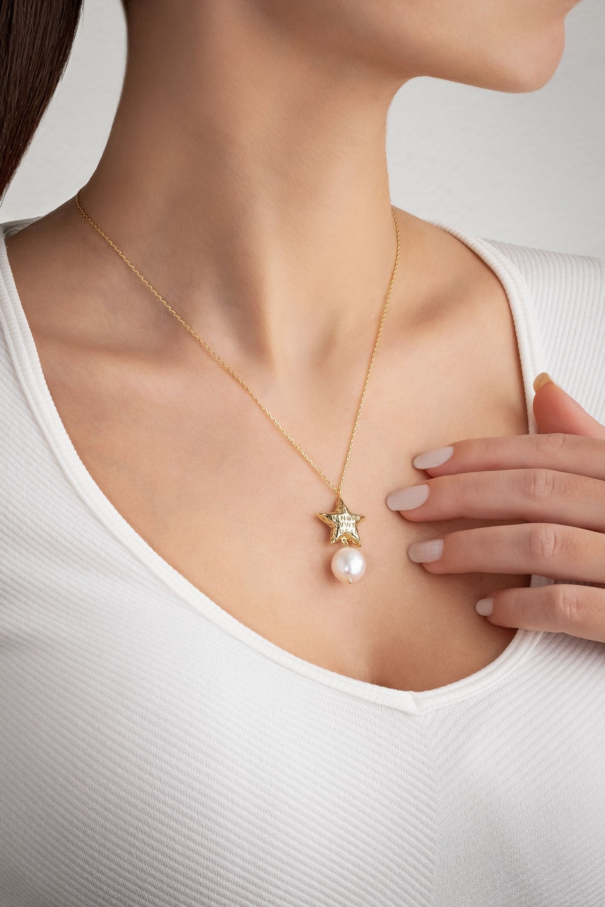 Inci Yıldızı 18 Ayar Sarı Altın Kaplama 45 Cm Gümüş Doğal Taşlı Kolye 5143346244