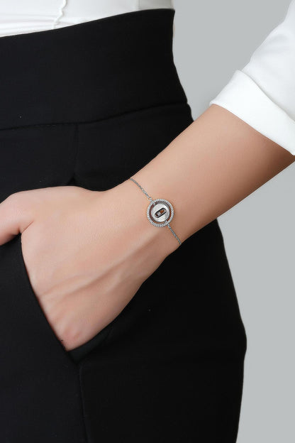 Minimal Tasarım 18 Ayar Beyaz Altın Kaplama 20 Cm Gümüş Bileklik 5144090199