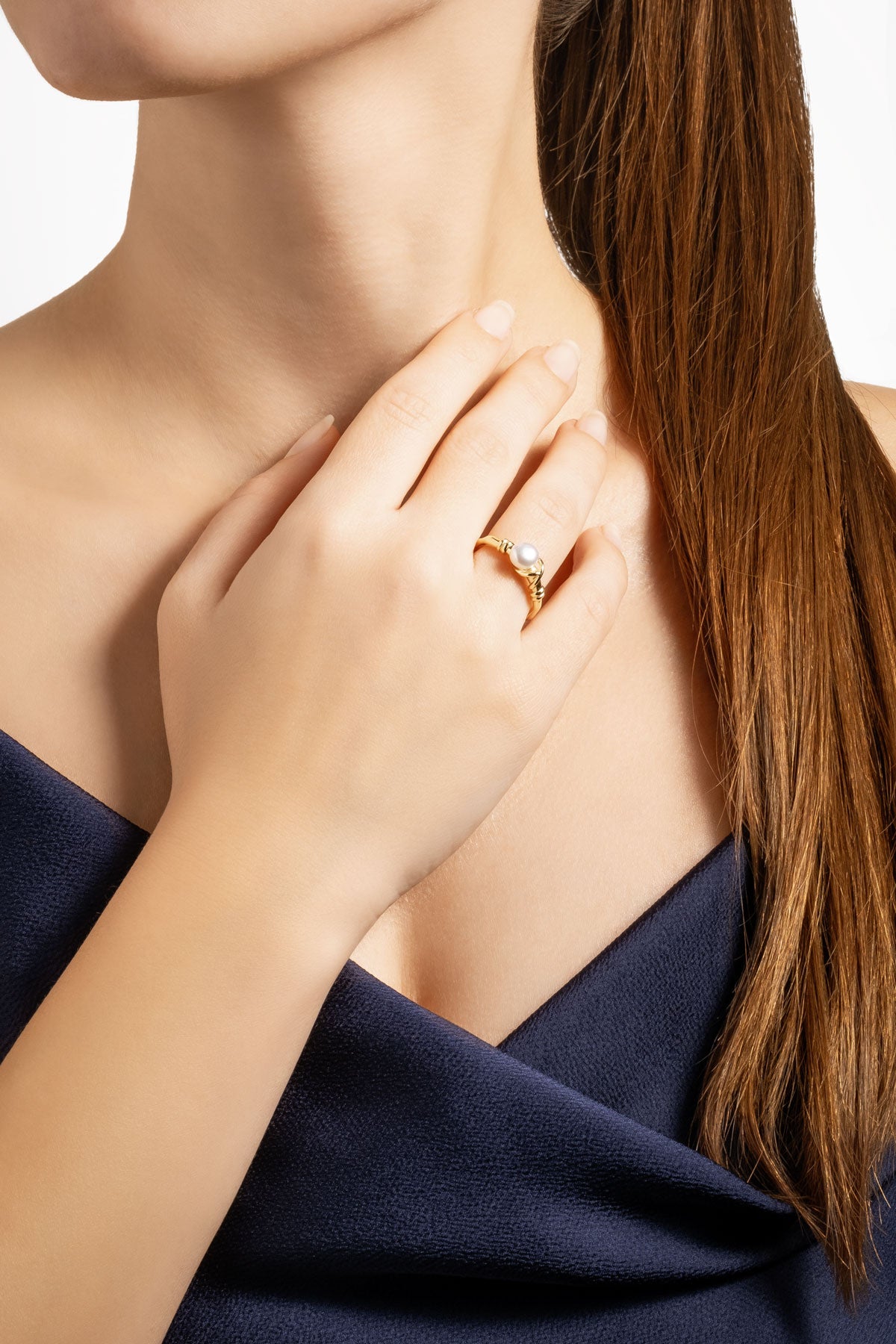 Doğal Inci Taşlı 18 Ayar Sarı Altın Kaplama Ayarlanabilir Gümüş Yüzük 5146874454