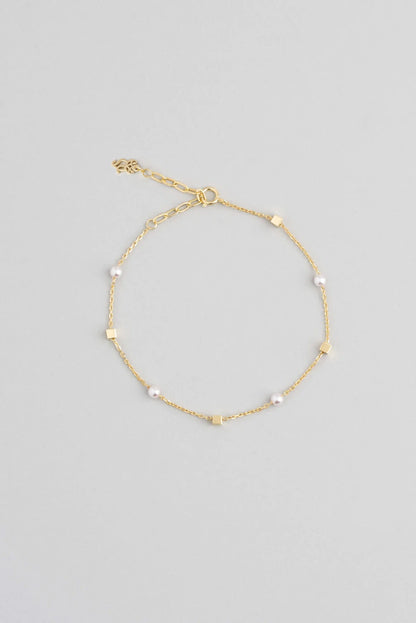 Pearl 18 Ayar Sarı Altın Kaplama 21 Cm Gümüş Minimal Bileklik 5146916244