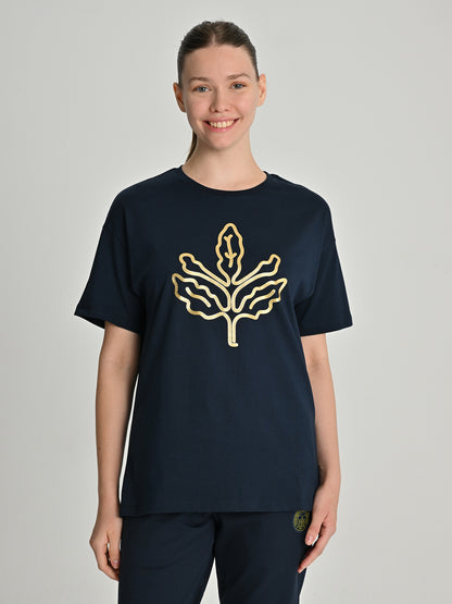 Fenerbahçe Lacivert Trend Gold Palamut Kadın Tshirt