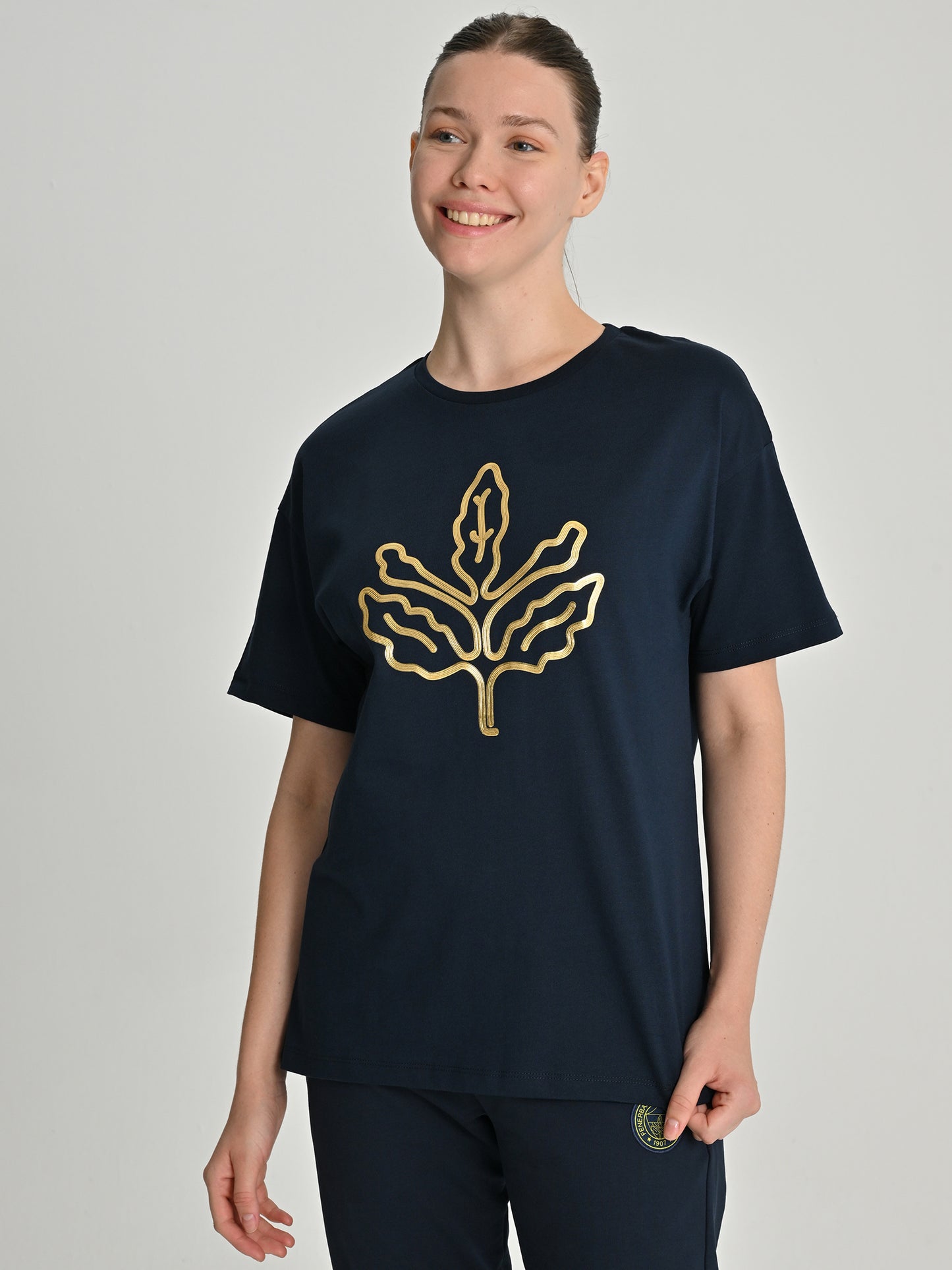 Fenerbahçe Lacivert Trend Gold Palamut Kadın Tshirt