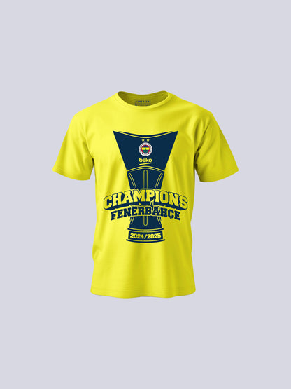 Fenerbahçe 24/25 Basketbol Şampiyonluk Kupa Sarı Çocuk Tshirt