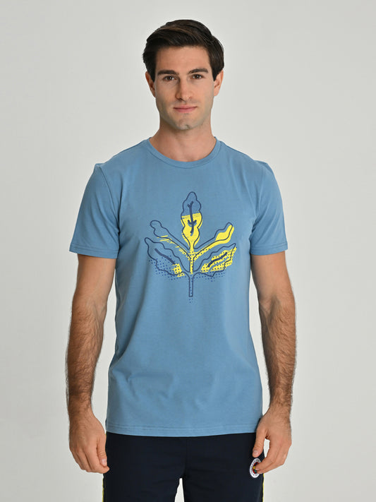 Fenerbahçe Açık Mavi Tribün Halftone Detaylı Palamut Erkek Tshirt