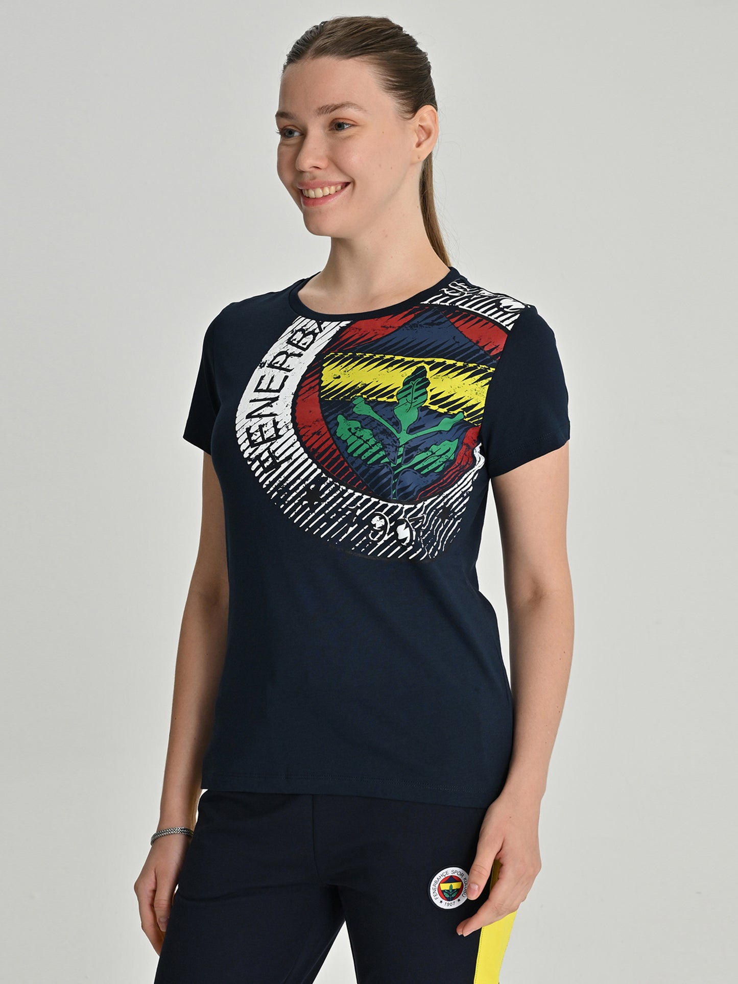 Fenerbahçe Lacivert Tribün 6 Renk Logolu Kadın Tshirt