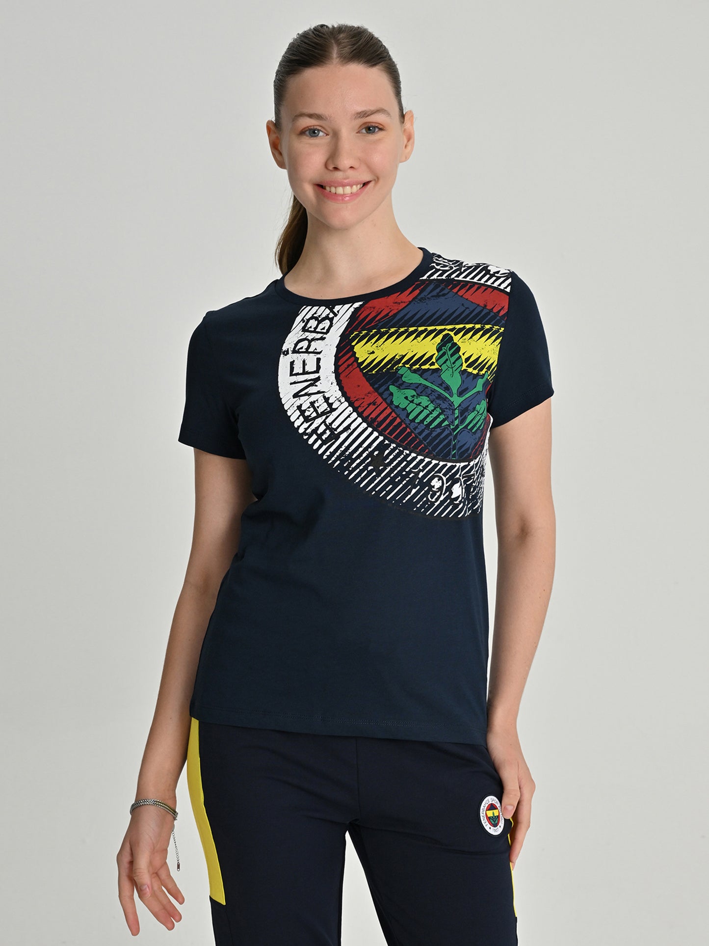 Fenerbahçe Lacivert Tribün 6 Renk Logolu Kadın Tshirt