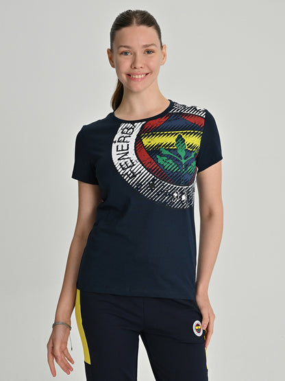 Fenerbahçe Lacivert Tribün 6 Renk Logolu Kadın Tshirt