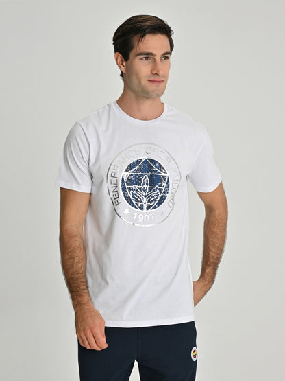 Fenerbahçe Tribün Varak Logolu Beyaz Erkek Tshirt