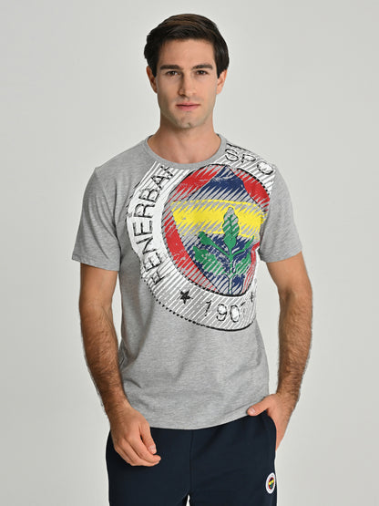 Fenerbahçe Gri Tribün 6 Renk Logolu Erkek Tshirt