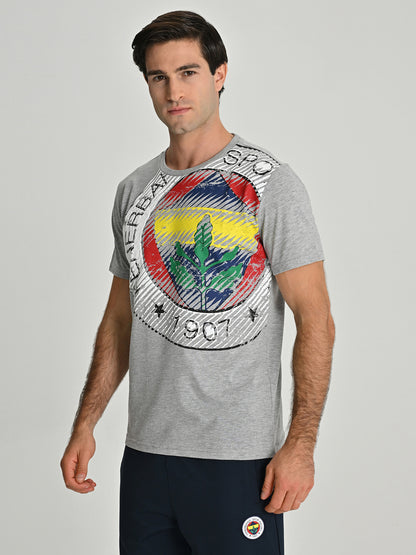 Fenerbahçe Gri Tribün 6 Renk Logolu Erkek Tshirt