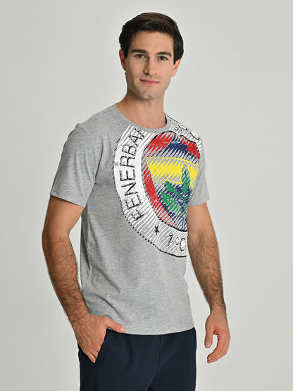 Fenerbahçe Gri Tribün 6 Renk Logolu Erkek Tshirt