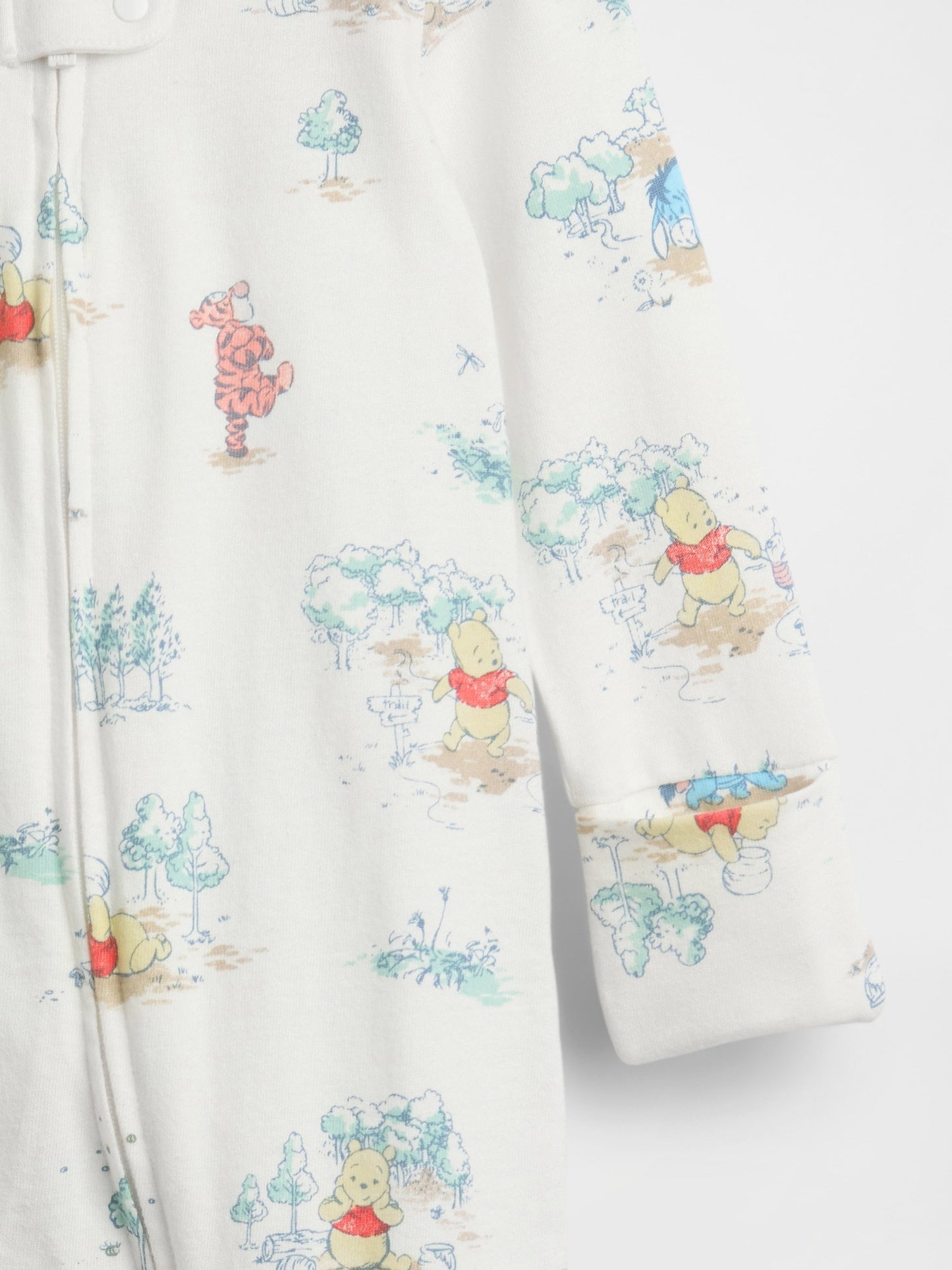 Beyaz Winnie The Pooh Organik Pamuklu Footed Tulum
