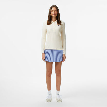 Lacoste Kadın Regular Fit Uzun Kollu Krem Polo